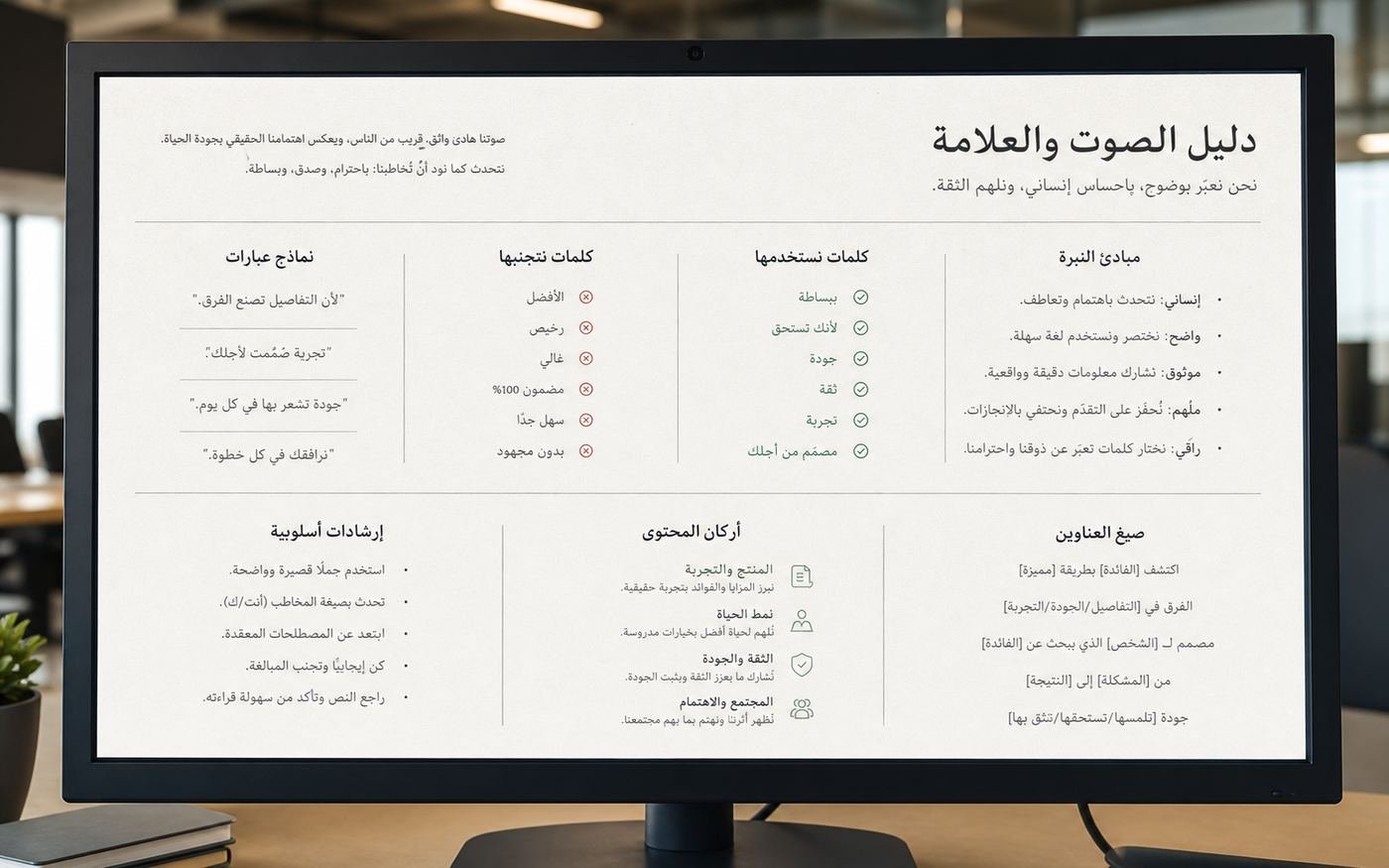 دليل صوت العلامة التجارية وأسلوب الكتابة